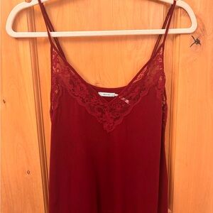 Burgundy Lace Trim V-Neck Camisole